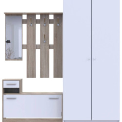 Alice entrance hall and Promo wardrobe 190x48x204 2 chipboard White / Sonoma oak